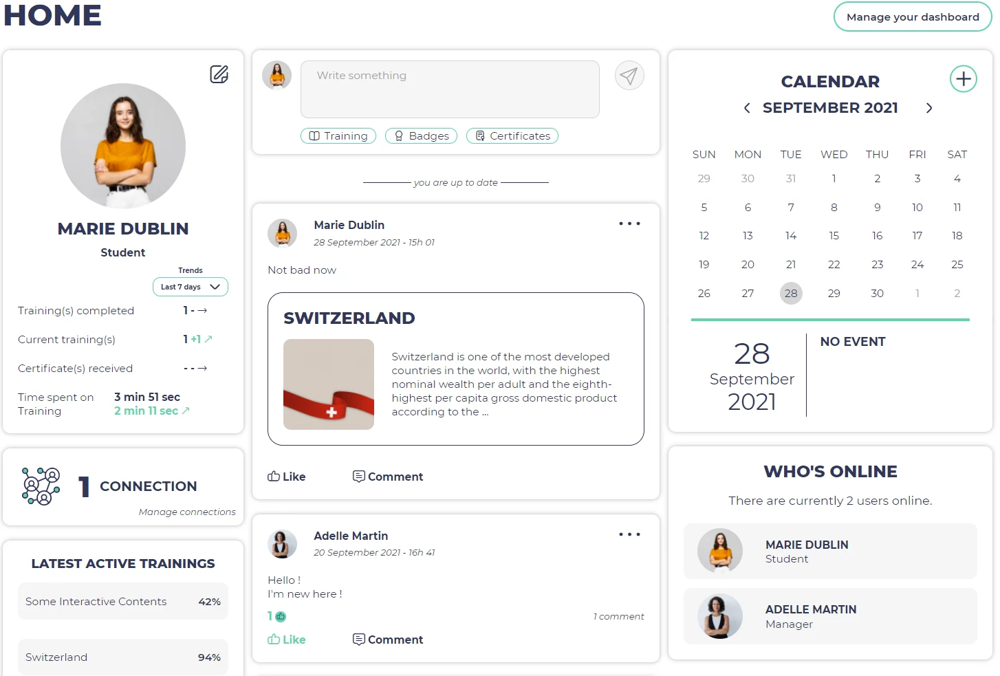 Online fashion learning dashboard